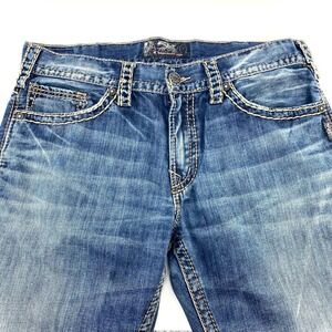 VTG Silver Jeans Co Zac Baggy Mens 36x32 Medium Blue Denim Straight Leg Jeans